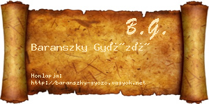 Baranszky Győző névjegykártya