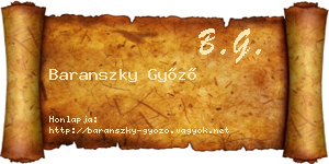 Baranszky Győző névjegykártya